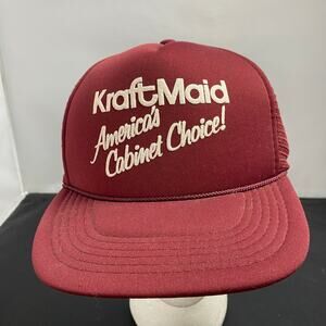 Burgundy Kraft Maid Trucker Hat America's Choice Cap Snapback Braided Rope